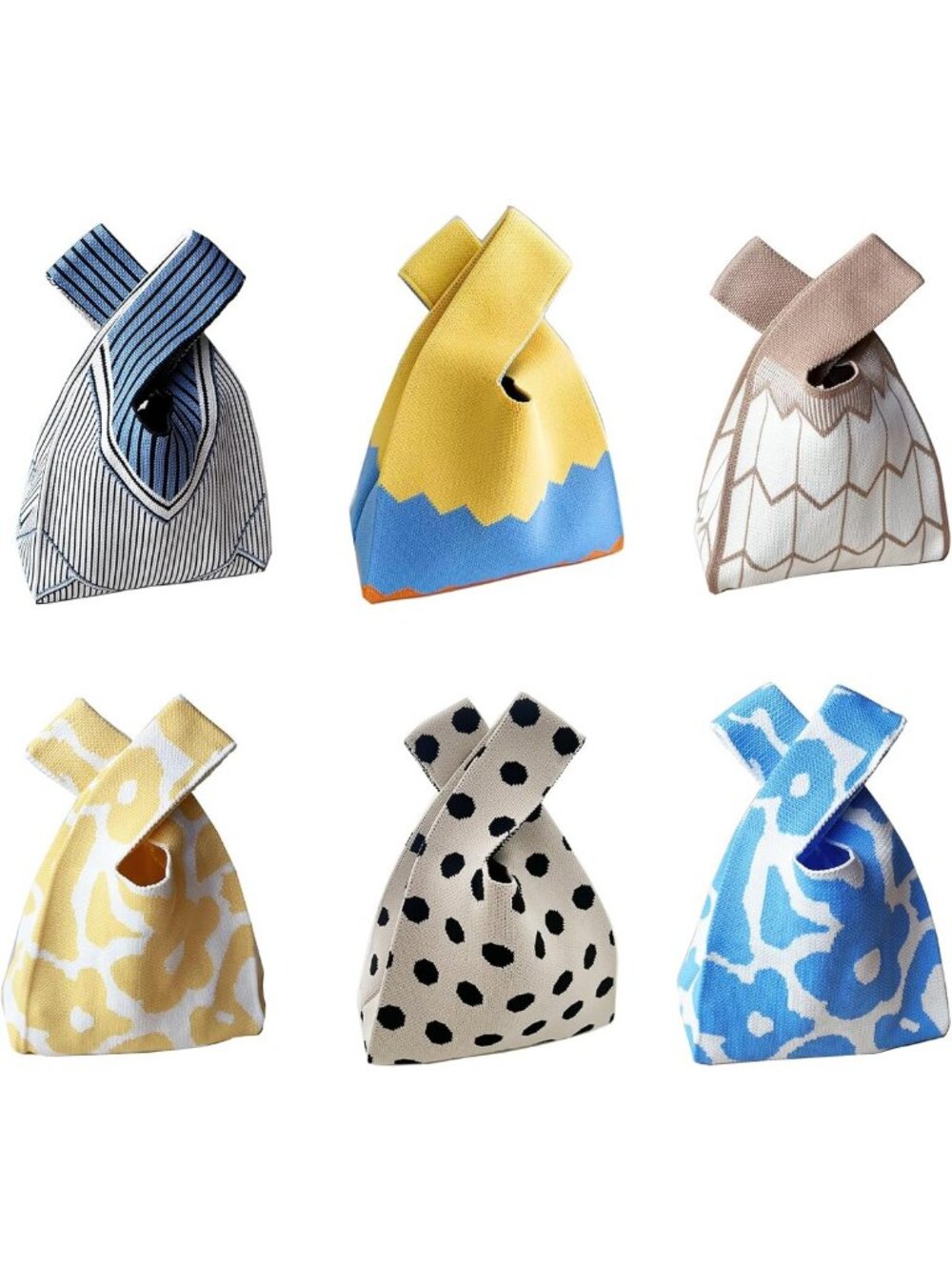 Mini Knit Tote Bag - Extra Thickened Japanese Knot Wristlet Handbag, 1/2/6 Pack